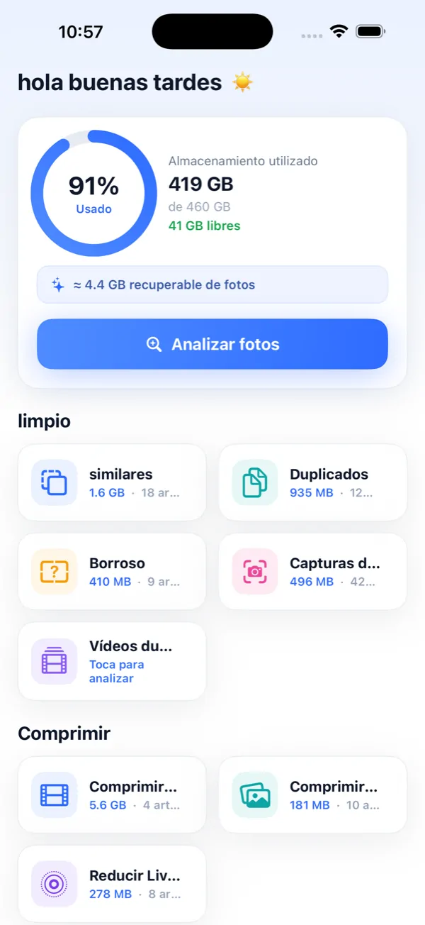 Photo Slim — Limpiador de fotos duplicadas y compresor para iPhone