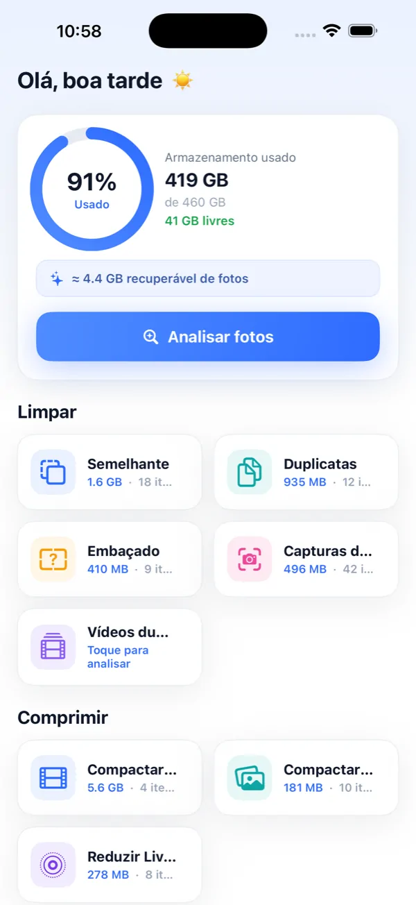Photo Slim — Limpador de fotos duplicadas e compressor para iPhone