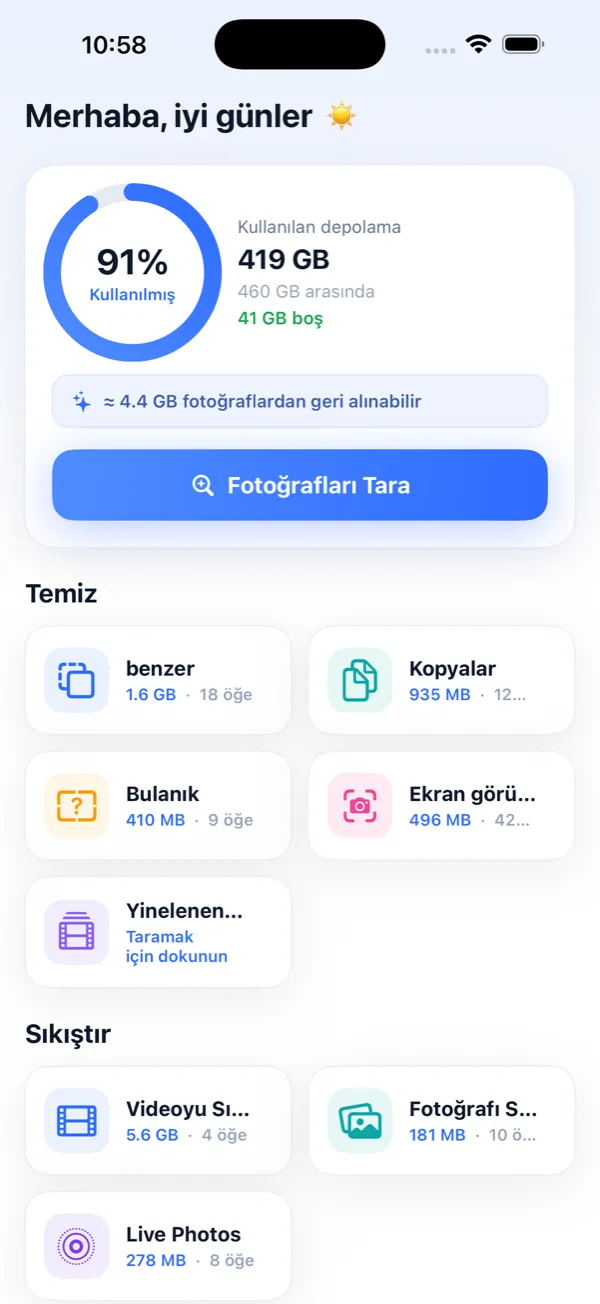 Photo Slim — iPhone için Yinelenen Fotoğraf Temizleyici ve Sıkıştırıcı