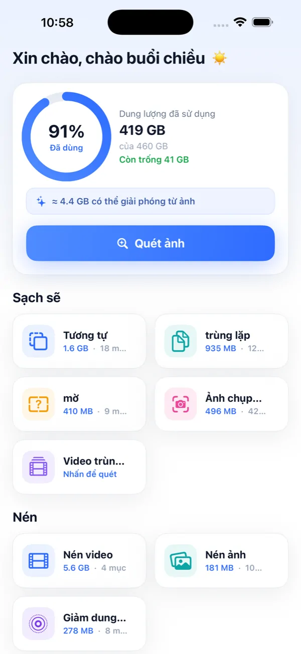Photo Slim — Dọn ảnh trùng lặp & nén video cho iPhone